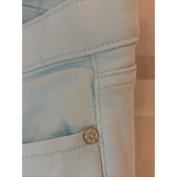 Lilly Pulitzer South Ocean High-Rise Skinny Jeans aqua blue sz 8 raw hem LOGO - Picture 5 of 12